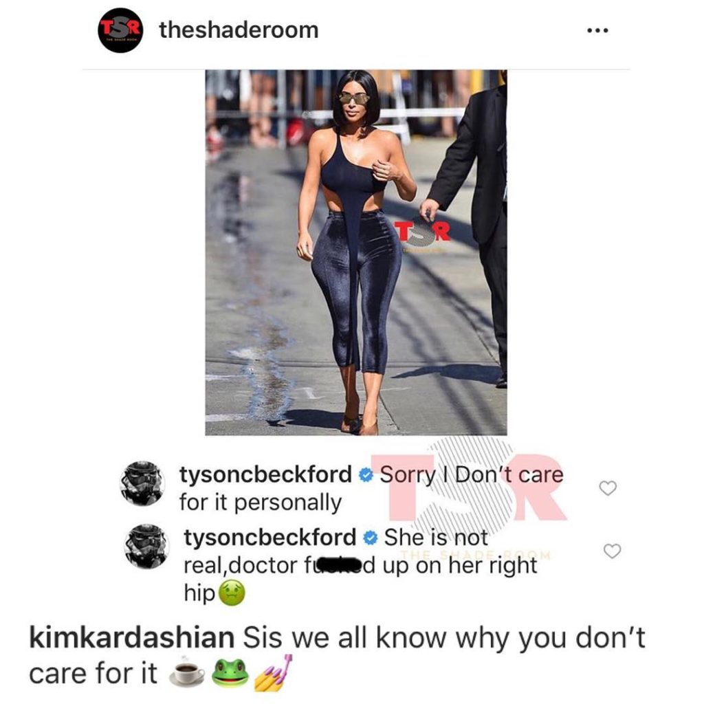 Kim Kardashian rebate modelo que criticou look