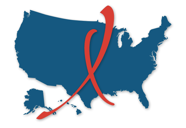 Mapa dos EUA com fita vermelha