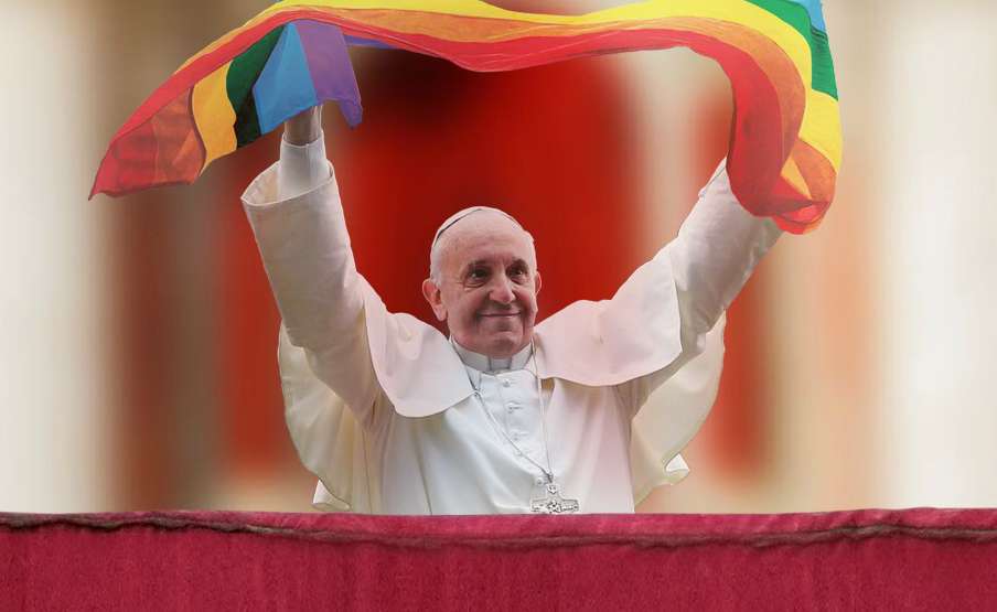 Papa Francisco com bandeira LGBT