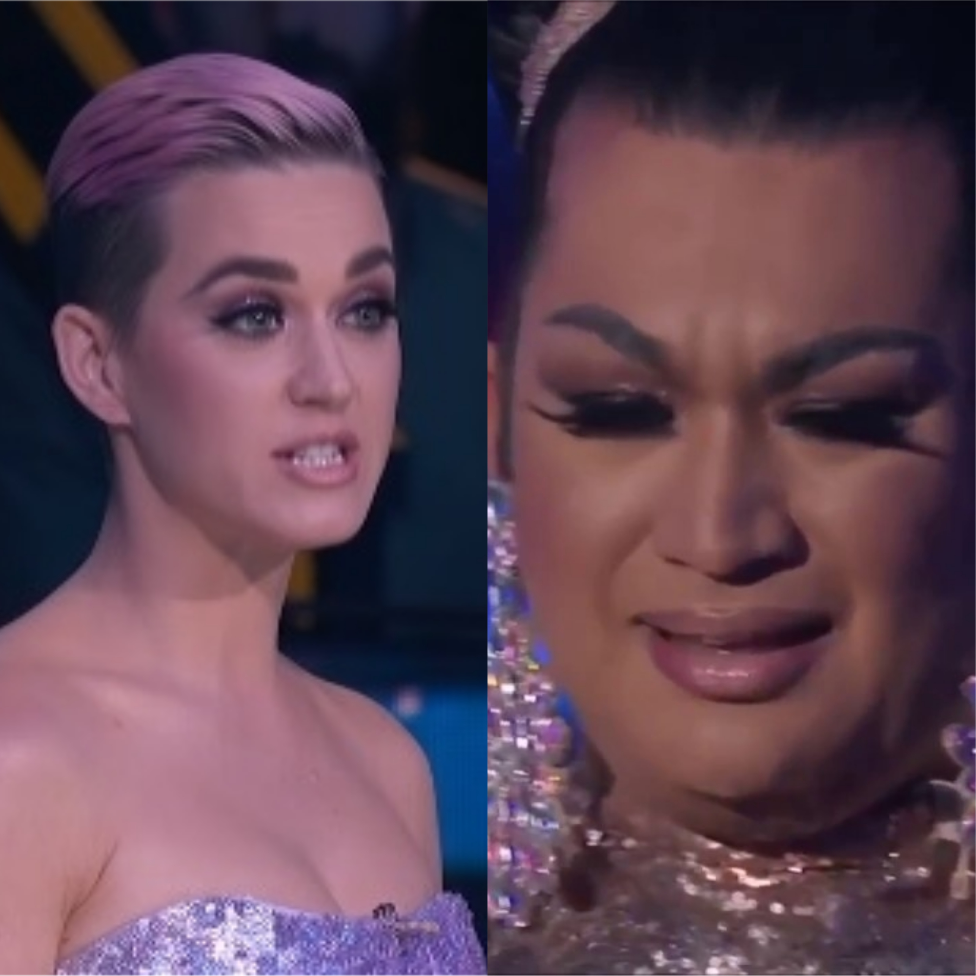 A cantora Katy Perry e a drag queen Ada Vox