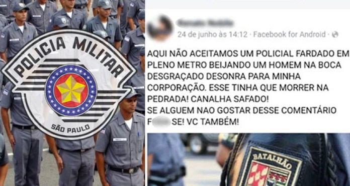 Suposto post de Renato Nobile contra soldado Leonardo Prior afastado após beijar homem no metrÔ