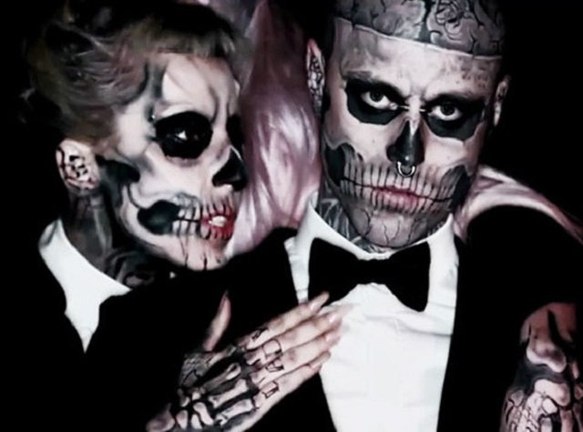 O modelo Rick Genest e Lady Gaga