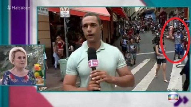 Homem exibiu pênis inflável durante link ao vivo no "Mais Você"