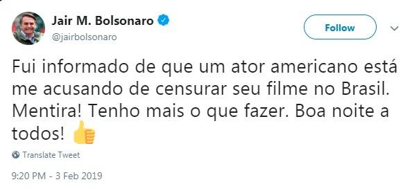 Jair Bolsonaro responde ator de Boy Erased