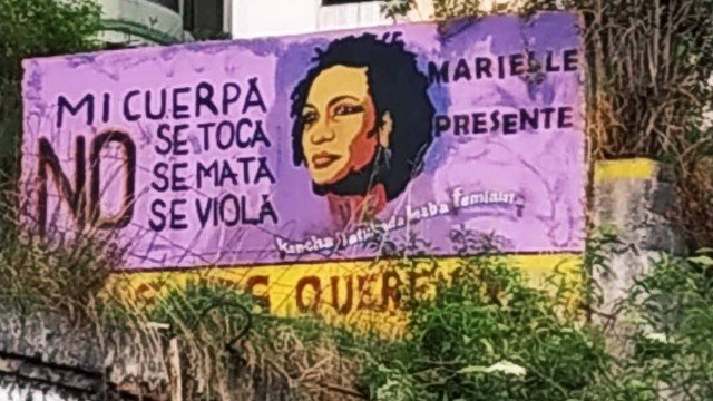 Mural com grafite em homenagem à Marielle Franco