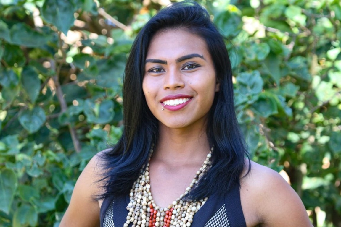 Katrina Malbem é a primeira candidata transgênero do Miss Indígena em MS. — Foto: Organização do Miss Indígena/Reprodução