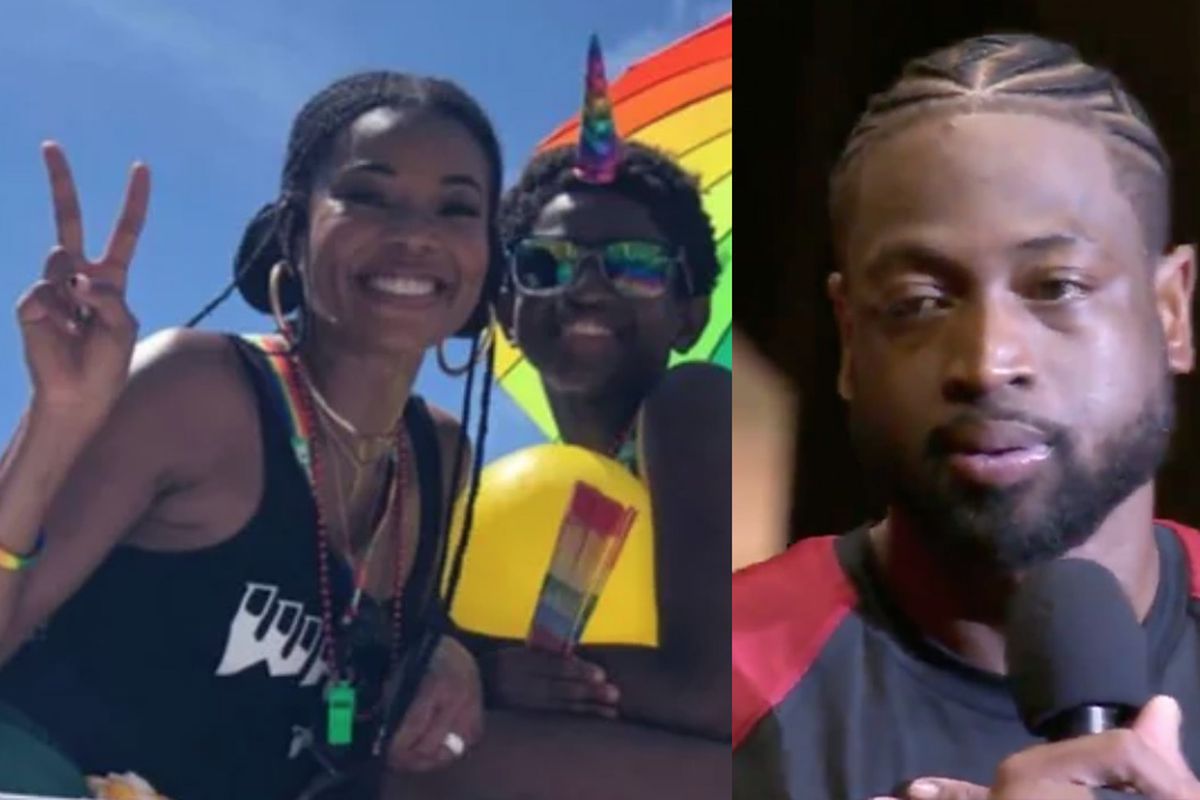 Gabrielle Union, Zion Wade e Dwayne Wade (Reprodução/Instagram/Miami Heat)