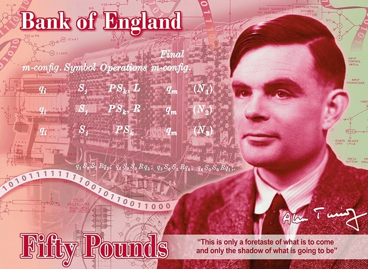 Alan Turing em cédula inglesa
