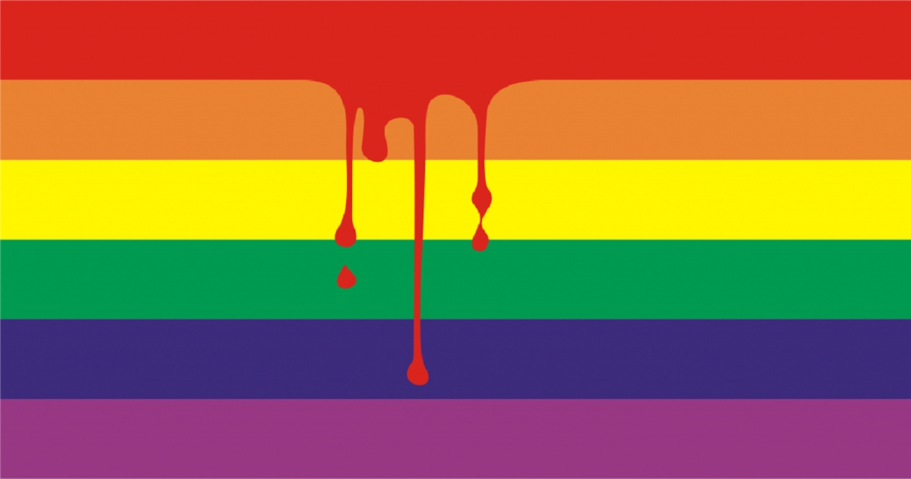 Bandeira LGBT sangrando