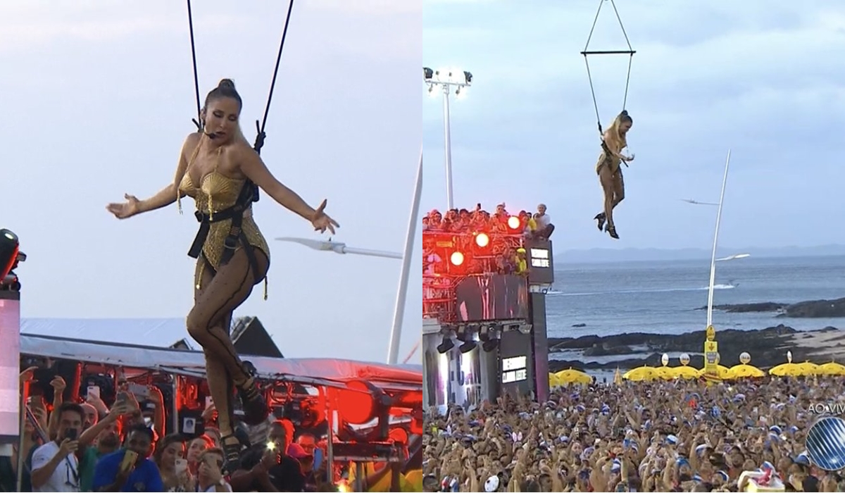 Claudia Leitte voa sobre público no Carnaval de Salvador (Reprodução/TVBahia)