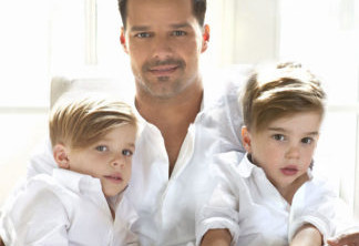 O cantor Ricky Martin e os filhos Matteo e Valentino