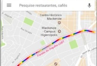 Google Maps irá destacar trajeto da Parada LGBT de SP com as cores do arco-íris.