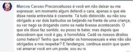 Caruso do BBB 18 já fez declarações homofóbicas nas redes sociais