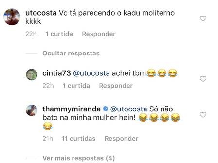 Thammy Miranda faz piada sobre comparação com Kadu Moliterno