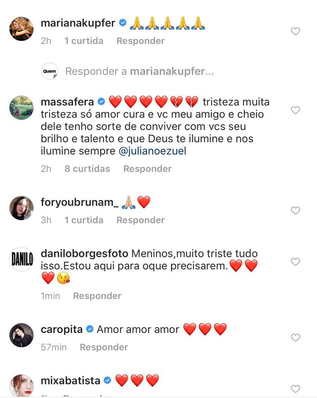 Famosos enviam mensagens de apoio de famosos após ataque homofóbico