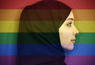 Muçulmana e bandeira LGBT