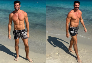 Cauã Reymond posa sem camisa em praia da Itália - Reprodução/Instagram/Montagem