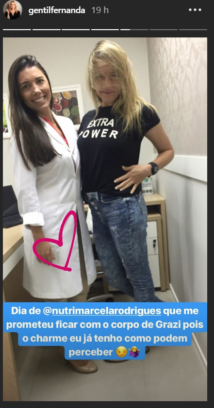 Fernanda Gentil junto com a nutricionista Marcela Rodrigues